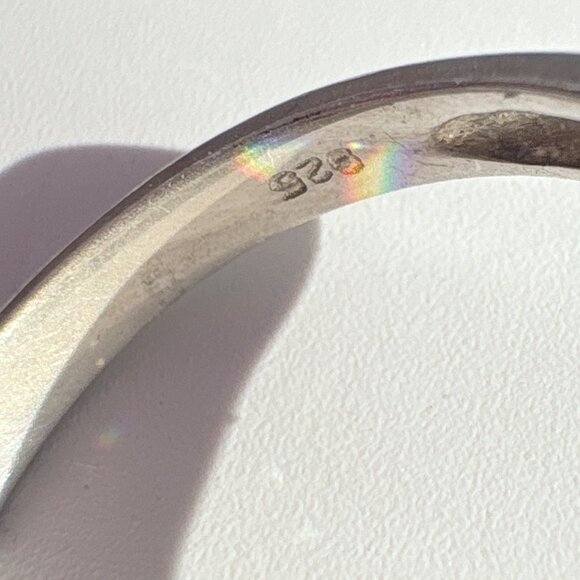 VTG Solid Sterling Silver 925 Cubic Zirconia Flower Statement Ring Size 8.25 - Picture 7 of 10